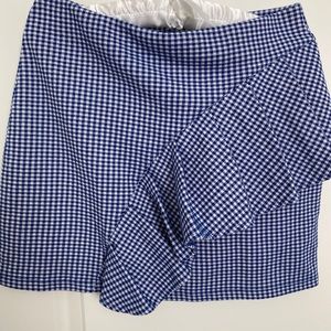TopShop Blue & White Gingham Skirt with ruffled detail Never worn Size 6